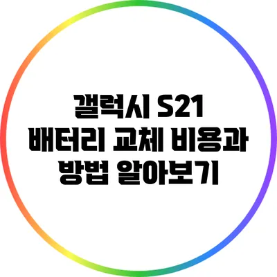 갤럭시 S21 배터리 교체 비용과 방법 알아보기