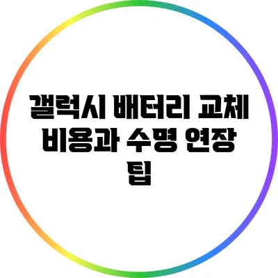 갤럭시 배터리 교체 비용과 수명 연장 팁