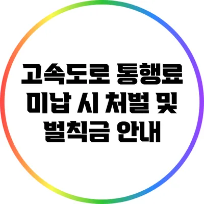 고속도로 통행료 미납 시 처벌 및 벌칙금 안내