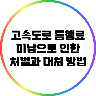 고속도로 통행료 미납으로 인한 처벌과 대처 방법