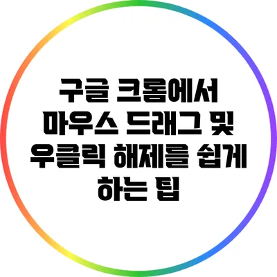 구글 크롬에서 마우스 드래그 및 우클릭 해제를 쉽게 하는 팁