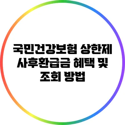 국민건강보험 상한제 사후환급금 혜택 및 조회 방법