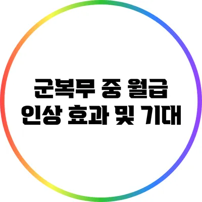 군복무 중 월급 인상 효과 및 기대
