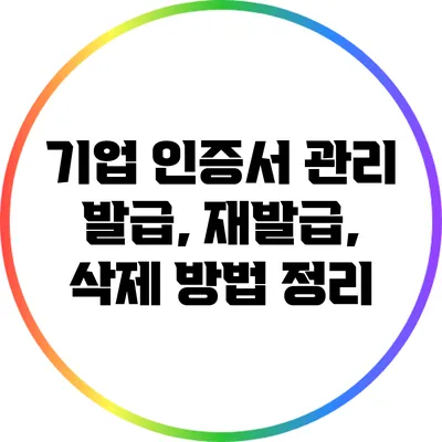 기업 인증서 관리: 발급, 재발급, 삭제 방법 정리