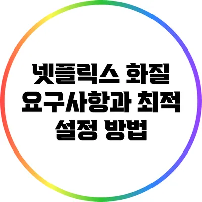 넷플릭스 화질 요구사항과 최적 설정 방법