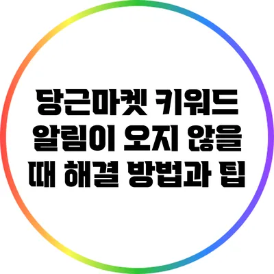 당근마켓 키워드 알림이 오지 않을 때 해결 방법과 팁