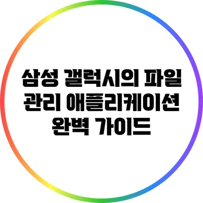 삼성 갤럭시의 파일 관리 애플리케이션 완벽 가이드
