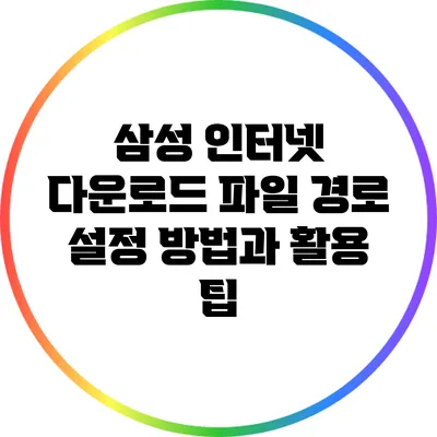 삼성 인터넷 다운로드 파일 경로 설정 방법과 활용 팁