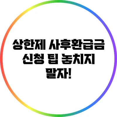 상한제 사후환급금 신청 팁: 놓치지 말자!
