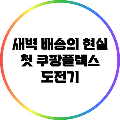 새벽 배송의 현실: 첫 쿠팡플렉스 도전기