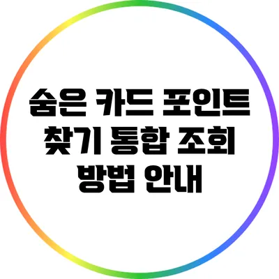 숨은 카드 포인트 찾기: 통합 조회 방법 안내