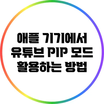 애플 기기에서 유튜브 PIP 모드 활용하는 방법