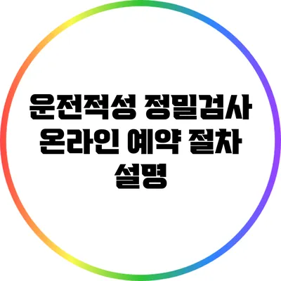 운전적성 정밀검사 온라인 예약 절차 설명