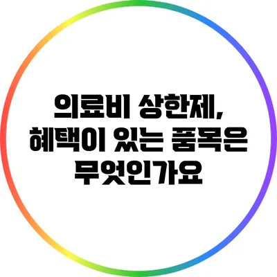 의료비 상한제, 혜택이 있는 품목은 무엇인가요?