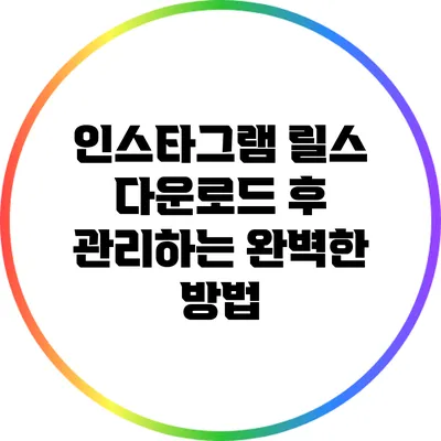 인스타그램 릴스 다운로드 후 관리하는 완벽한 방법