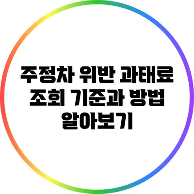 주정차 위반 과태료 조회: 기준과 방법 알아보기