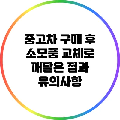 중고차 구매 후 소모품 교체로 깨달은 점과 유의사항