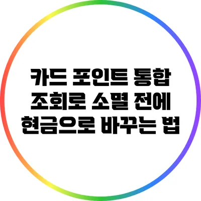 카드 포인트 통합 조회로 소멸 전에 현금으로 바꾸는 법