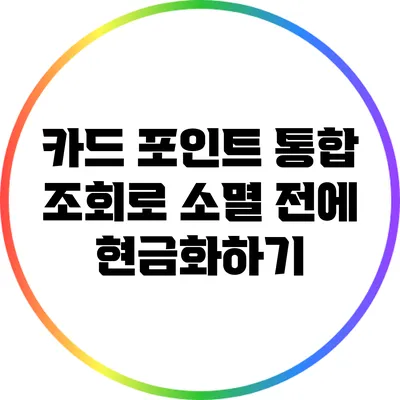 카드 포인트 통합 조회로 소멸 전에 현금화하기
