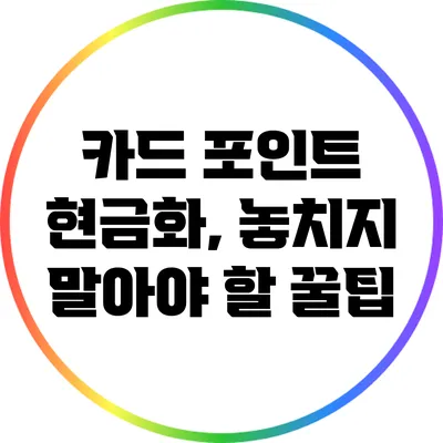 카드 포인트 현금화, 놓치지 말아야 할 꿀팁