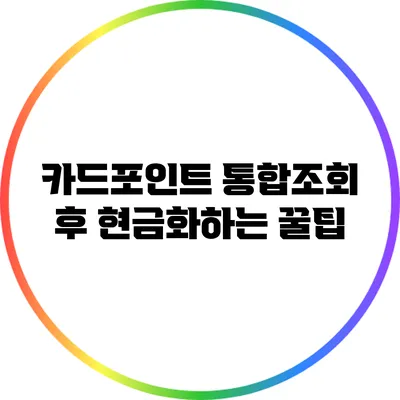 카드포인트 통합조회 후 현금화하는 꿀팁