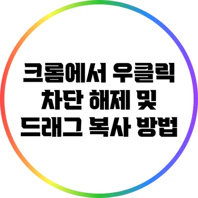 크롬에서 우클릭 차단 해제 및 드래그 복사 방법