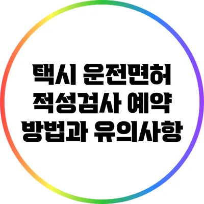 택시 운전면허 적성검사 예약 방법과 유의사항