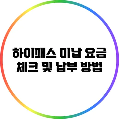 하이패스 미납 요금 체크 및 납부 방법