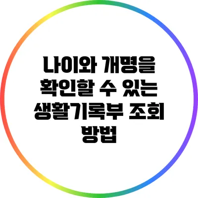 나이와 개명을 확인할 수 있는 생활기록부 조회 방법