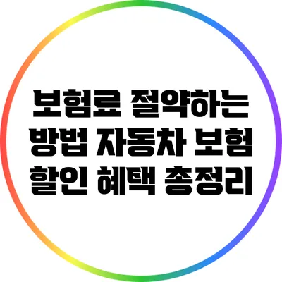 보험료 절약하는 방법: 자동차 보험 할인 혜택 총정리