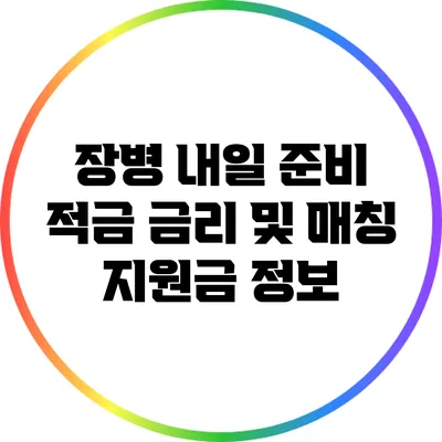 장병 내일 준비 적금 금리 및 매칭 지원금 정보