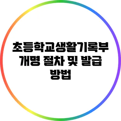 초등학교생활기록부 개명 절차 및 발급 방법