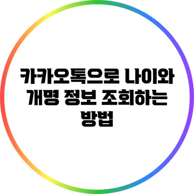 카카오톡으로 나이와 개명 정보 조회하는 방법