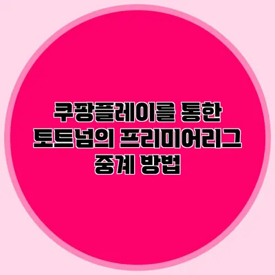 쿠팡플레이를 통한 토트넘의 프리미어리그 중계 방법