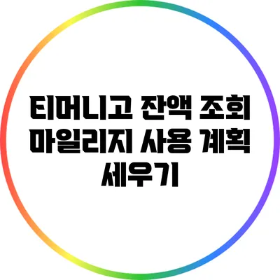 티머니고 잔액 조회 마일리지 사용 계획 세우기