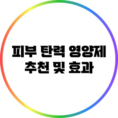 피부 탄력 영양제 추천 및 효과