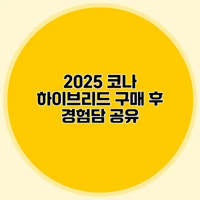 2025 코나 하이브리드 구매 후 경험담 공유