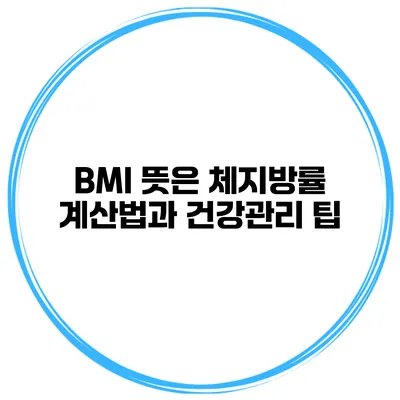 BMI 뜻은? 체지방률 계산법과 건강관리 팁