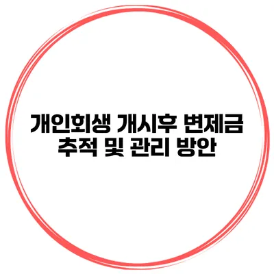 개인회생 개시후 변제금 추적 및 관리 방안