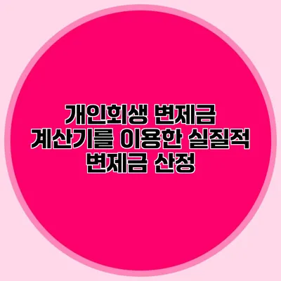 개인회생 변제금 계산기를 이용한 실질적 변제금 산정