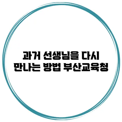 과거 선생님을 다시 만나는 방법 부산교육청