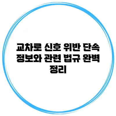 교차로 신호 위반 단속 정보와 관련 법규 완벽 정리