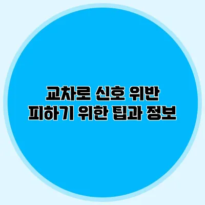 교차로 신호 위반 피하기 위한 팁과 정보