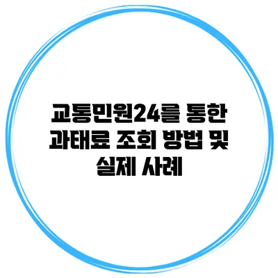 교통민원24를 통한 과태료 조회 방법 및 실제 사례