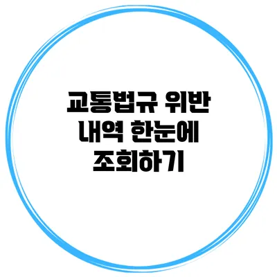 교통법규 위반 내역 한눈에 조회하기