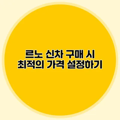 르노 신차 구매 시 최적의 가격 설정하기