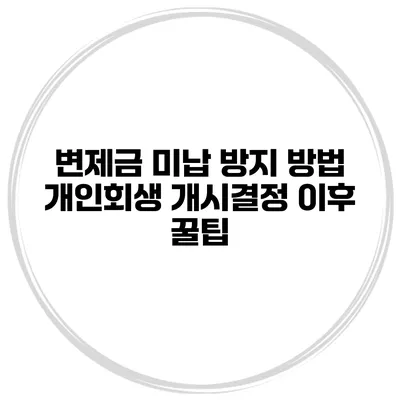 변제금 미납 방지 방법 개인회생 개시결정 이후 꿀팁