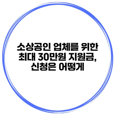 소상공인 업체를 위한 최대 30만원 지원금, 신청은 어떻게?
