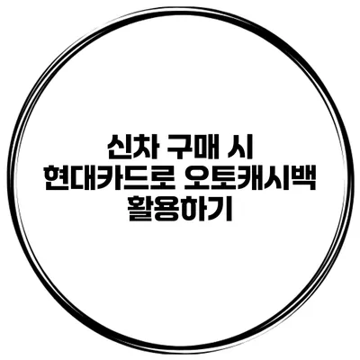신차 구매 시 현대카드로 오토캐시백 활용하기