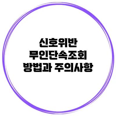 신호위반 무인단속조회 방법과 주의사항